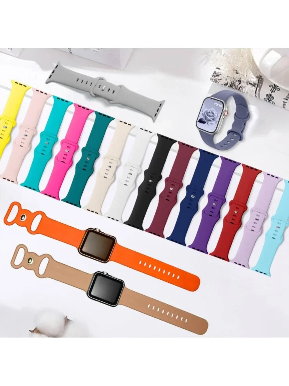 18-Pack Sport Bands & Organizer for Apple Watch - Unisex, Adjustable, Stylish